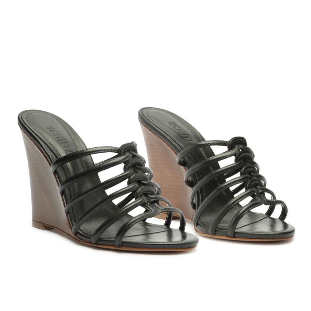 Schutz Octavia Wedge Heels Black Size 6